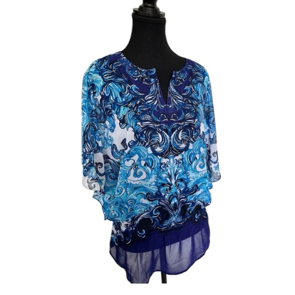 Chico Blue Patterned Women's Top size 0 - Picture 1 of 5